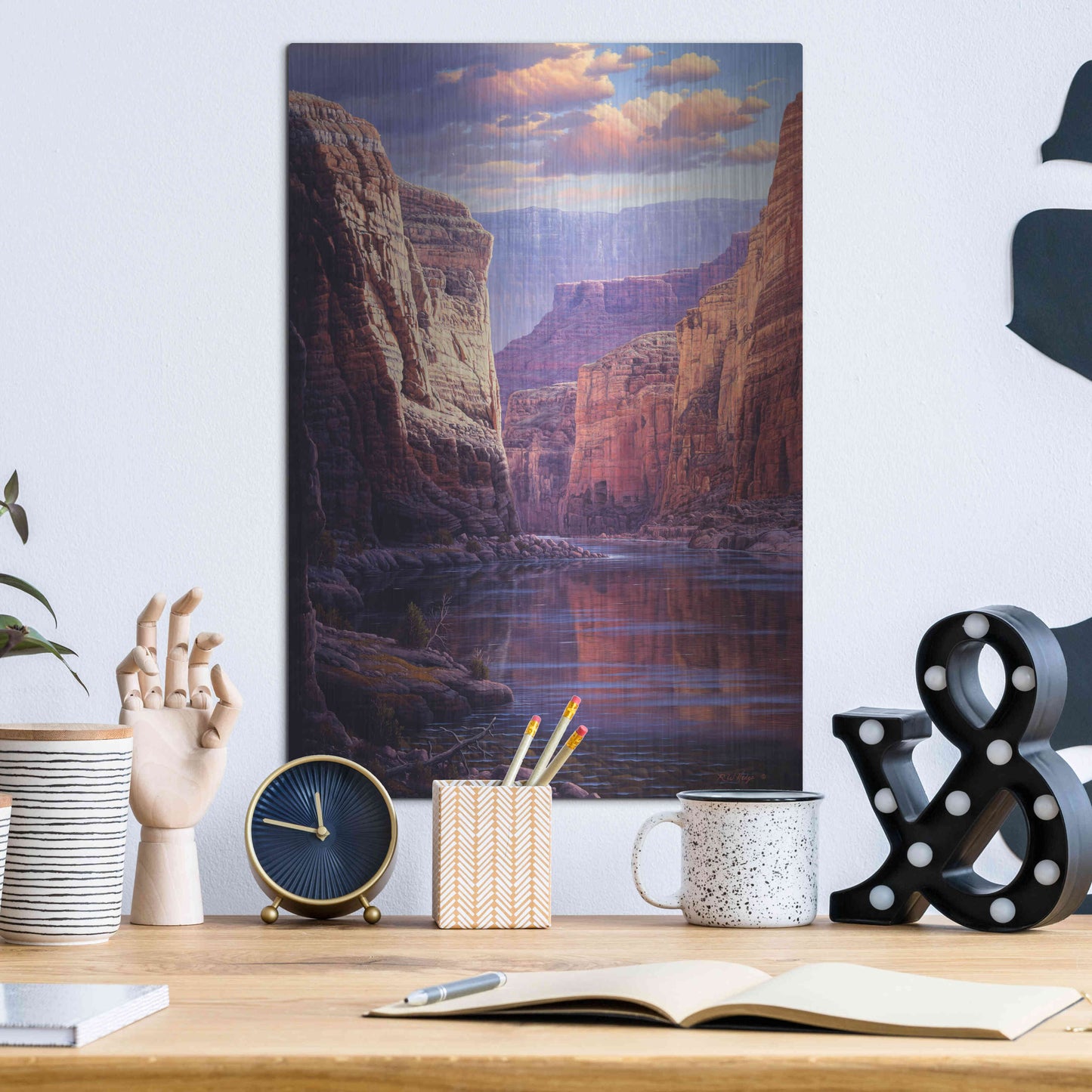 Luxe Metal Art 'River Through The Past' by R. Hed, Metal Wall Art,12x16