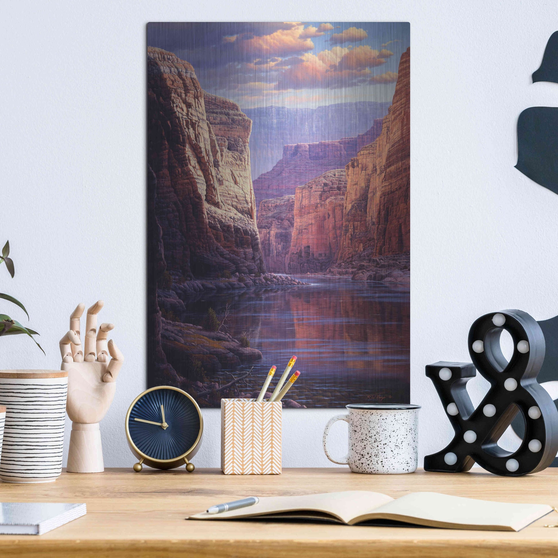 Luxe Metal Art 'River Through The Past' by R. Hed, Metal Wall Art,12x16