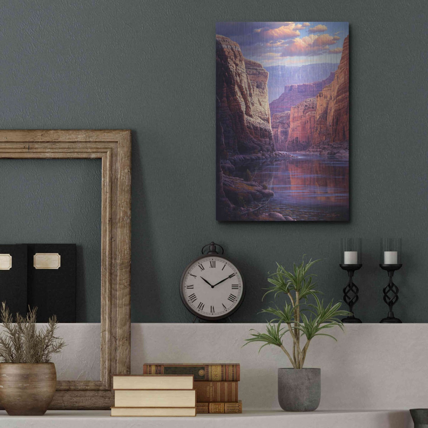 Luxe Metal Art 'River Through The Past' by R. Hed, Metal Wall Art,12x16