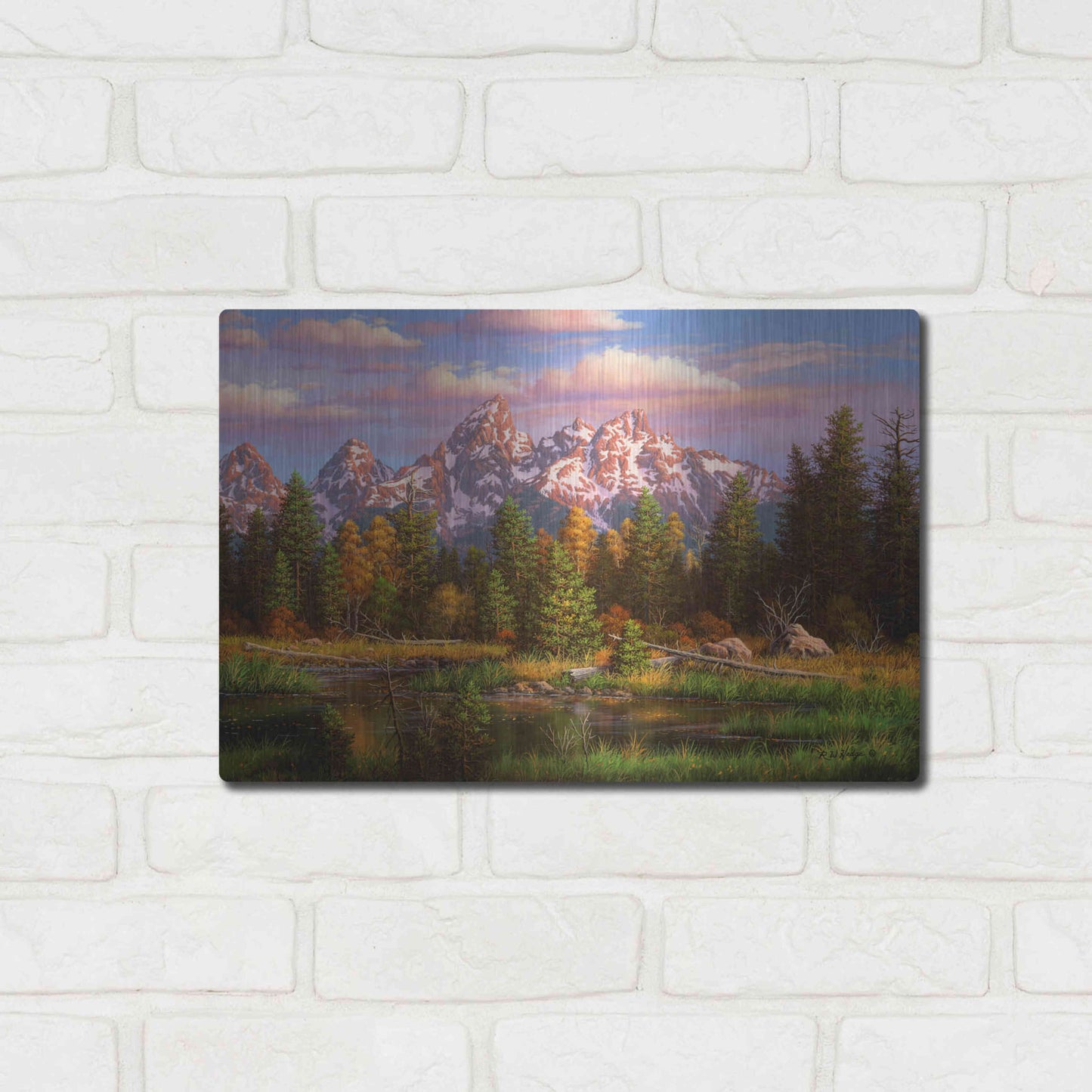 Luxe Metal Art 'Harmonious Retreat' by R. Hed, Metal Wall Art,16x12