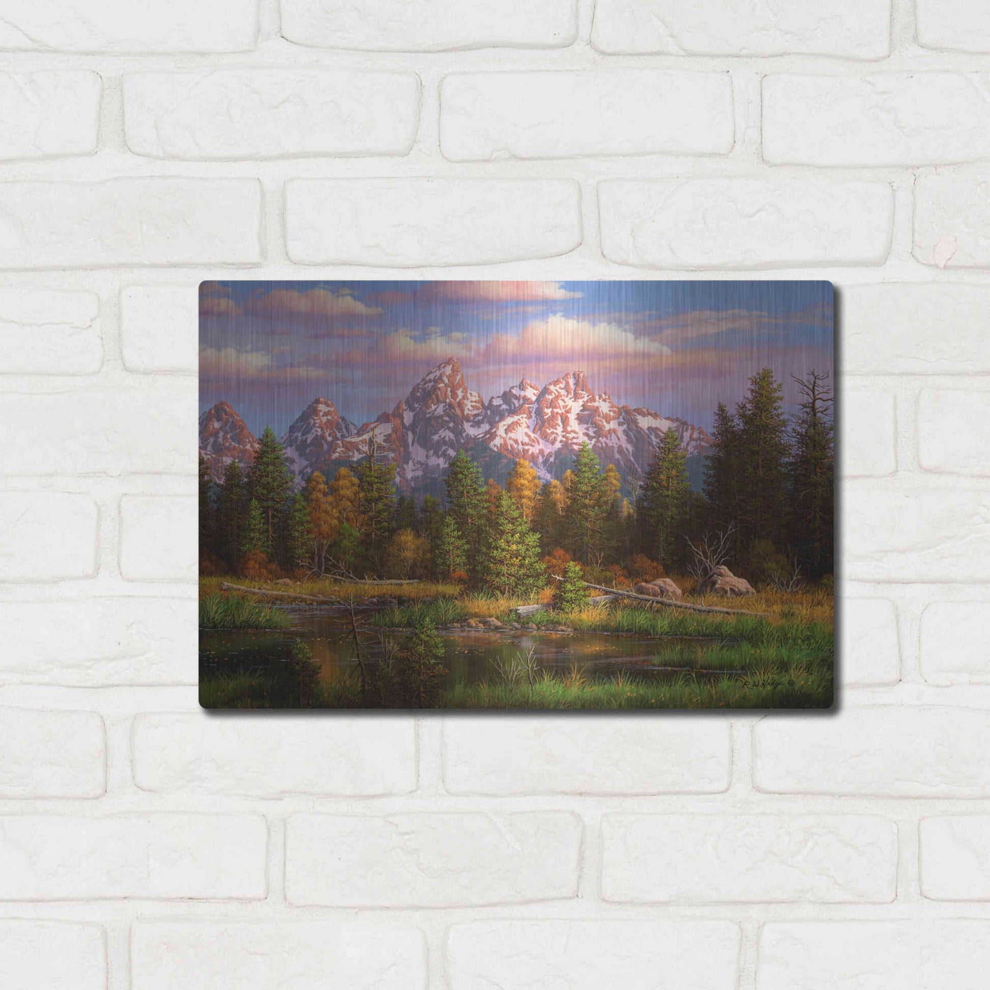 Luxe Metal Art 'Harmonious Retreat' by R. Hed, Metal Wall Art,16x12