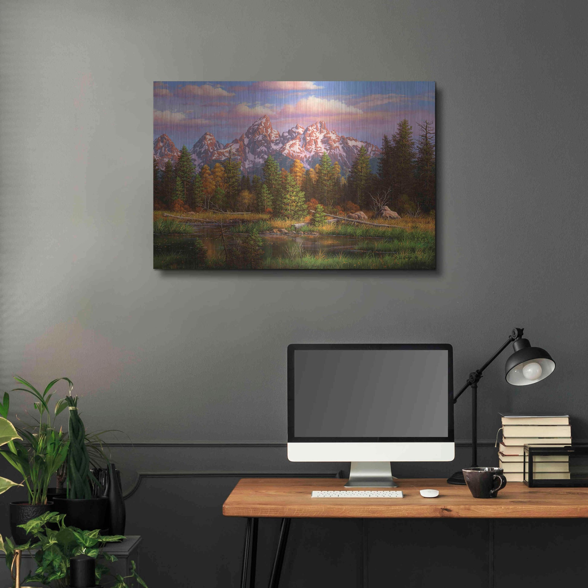 Luxe Metal Art 'Harmonious Retreat' by R. Hed, Metal Wall Art,36x24