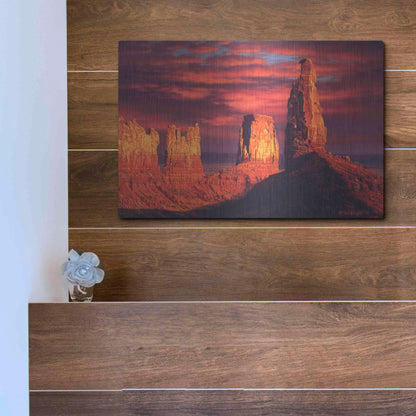 Luxe Metal Art 'Fiery Castles' by R. Hed, Metal Wall Art,16x12