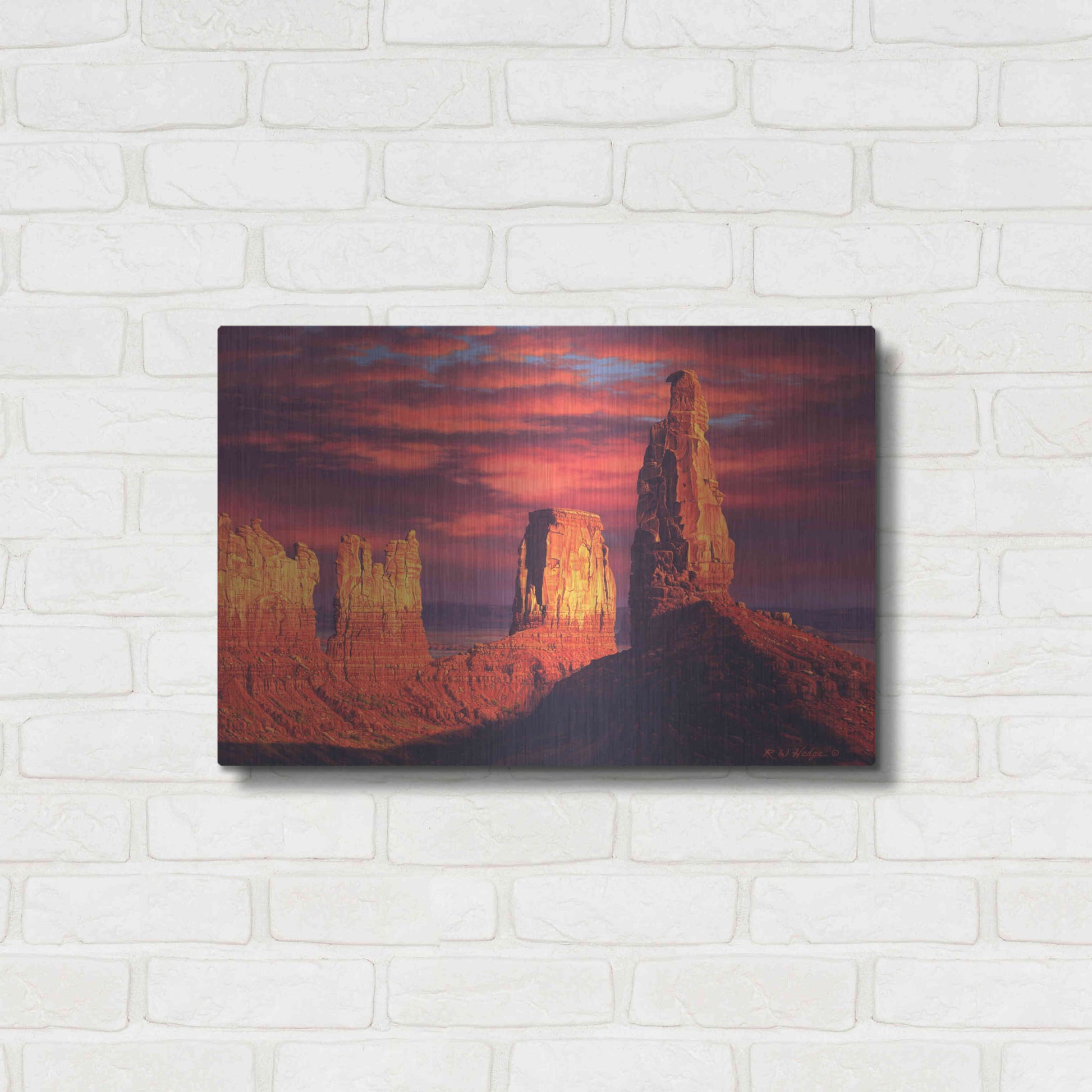 Luxe Metal Art 'Fiery Castles' by R. Hed, Metal Wall Art,24x16