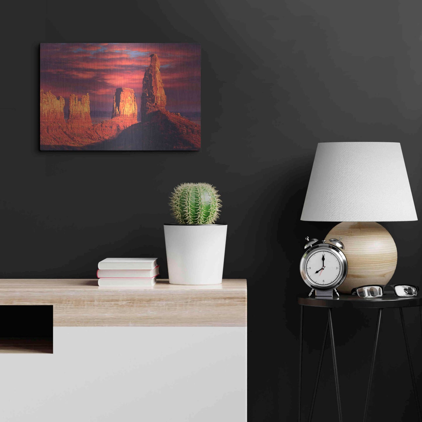 Luxe Metal Art 'Fiery Castles' by R. Hed, Metal Wall Art,24x16
