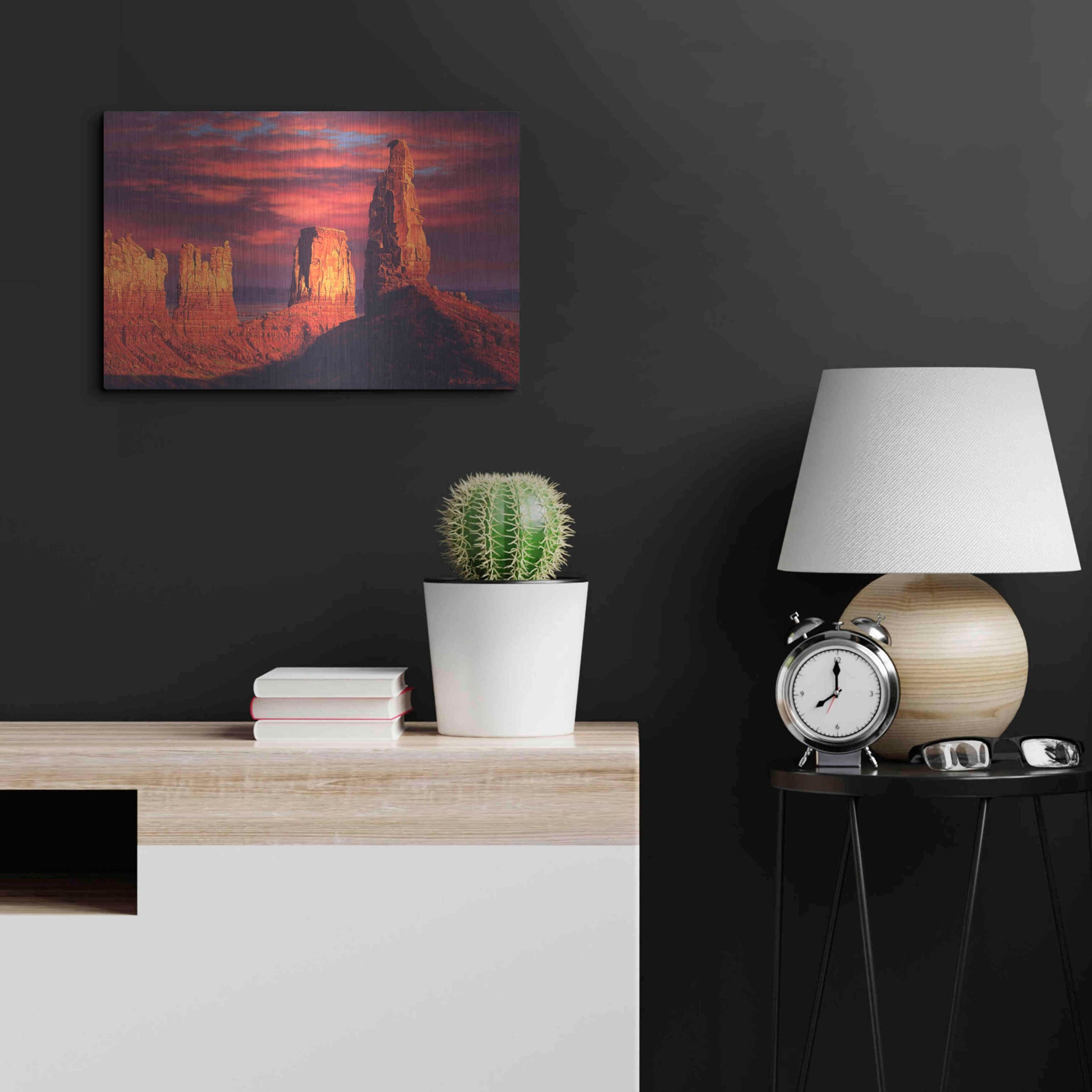Luxe Metal Art 'Fiery Castles' by R. Hed, Metal Wall Art,24x16