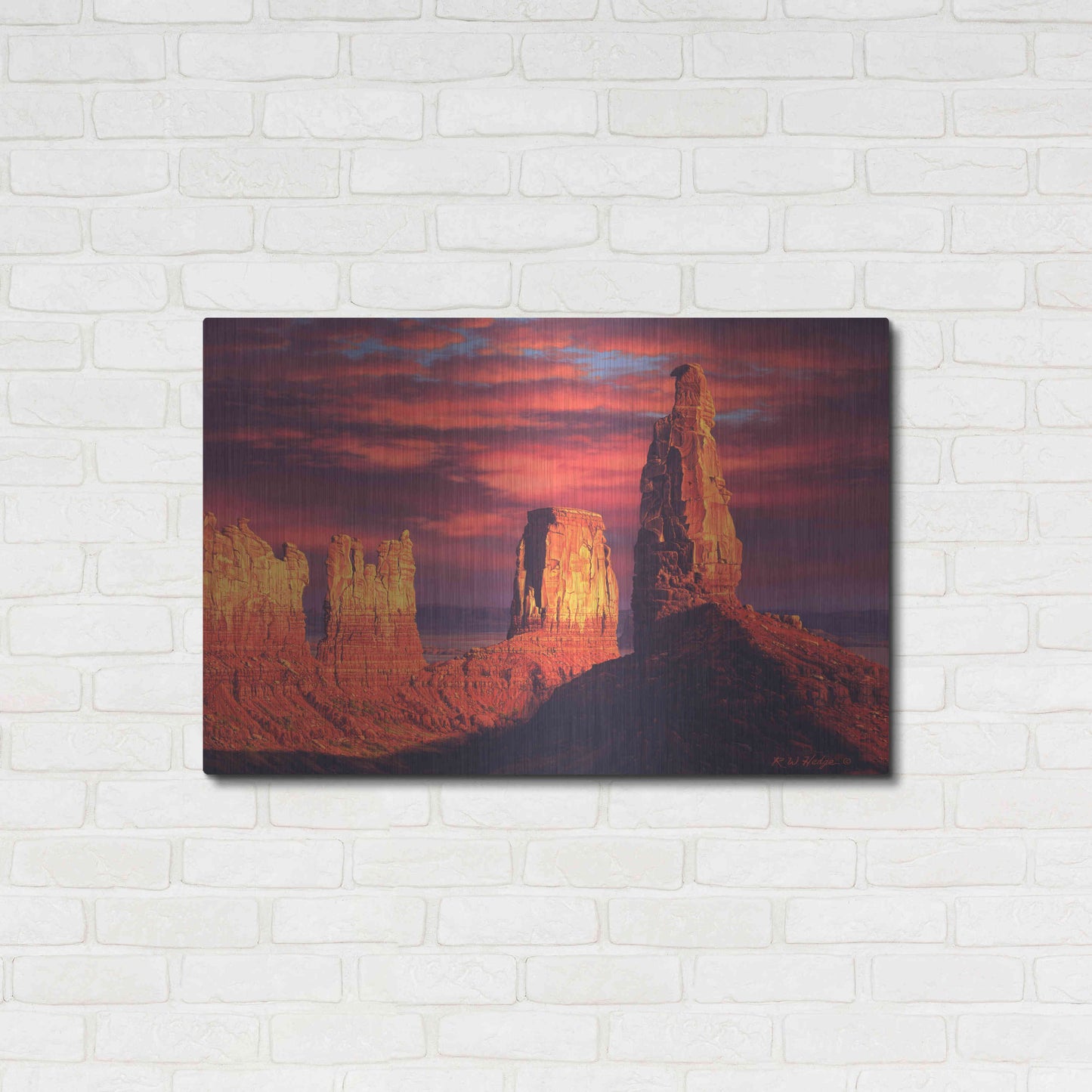 Luxe Metal Art 'Fiery Castles' by R. Hed, Metal Wall Art,36x24