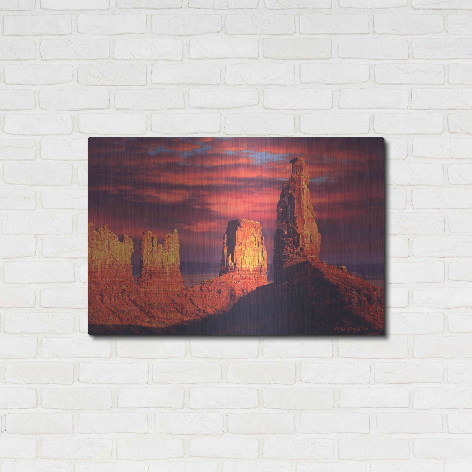 Luxe Metal Art 'Fiery Castles' by R. Hed, Metal Wall Art,36x24