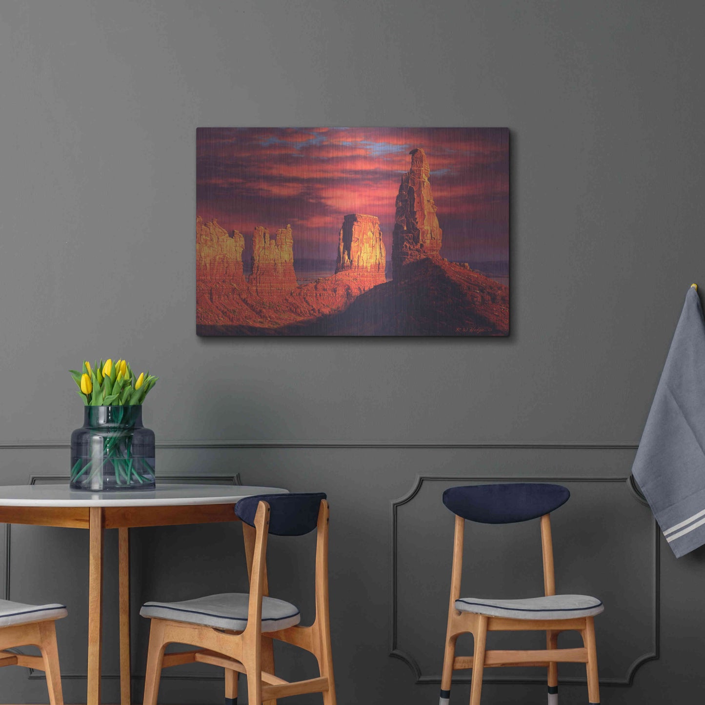 Luxe Metal Art 'Fiery Castles' by R. Hed, Metal Wall Art,36x24