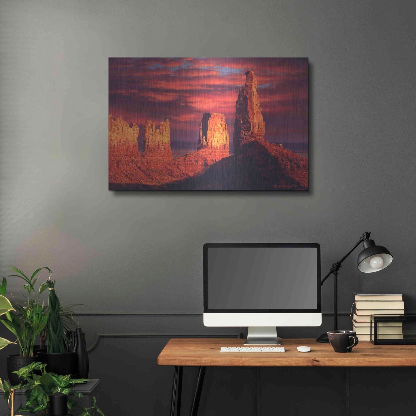 Luxe Metal Art 'Fiery Castles' by R. Hed, Metal Wall Art,36x24