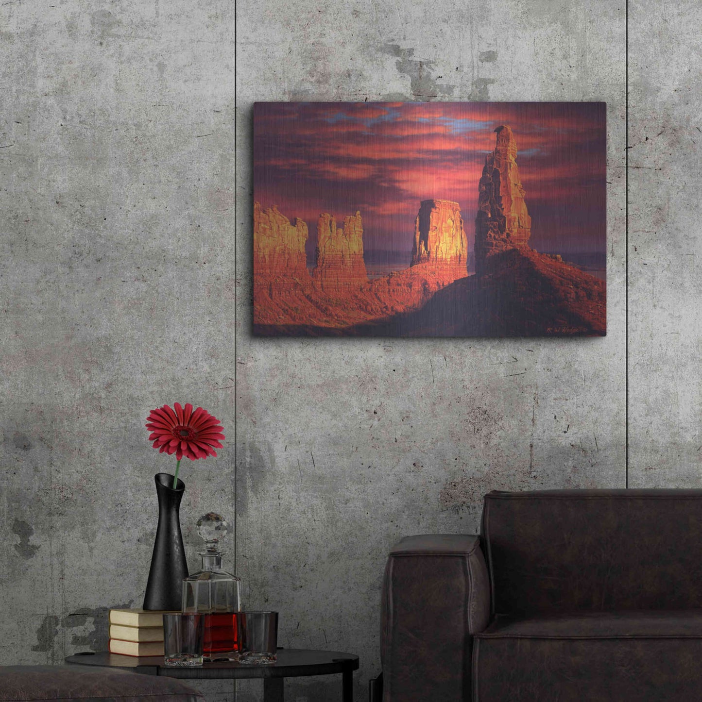 Luxe Metal Art 'Fiery Castles' by R. Hed, Metal Wall Art,36x24