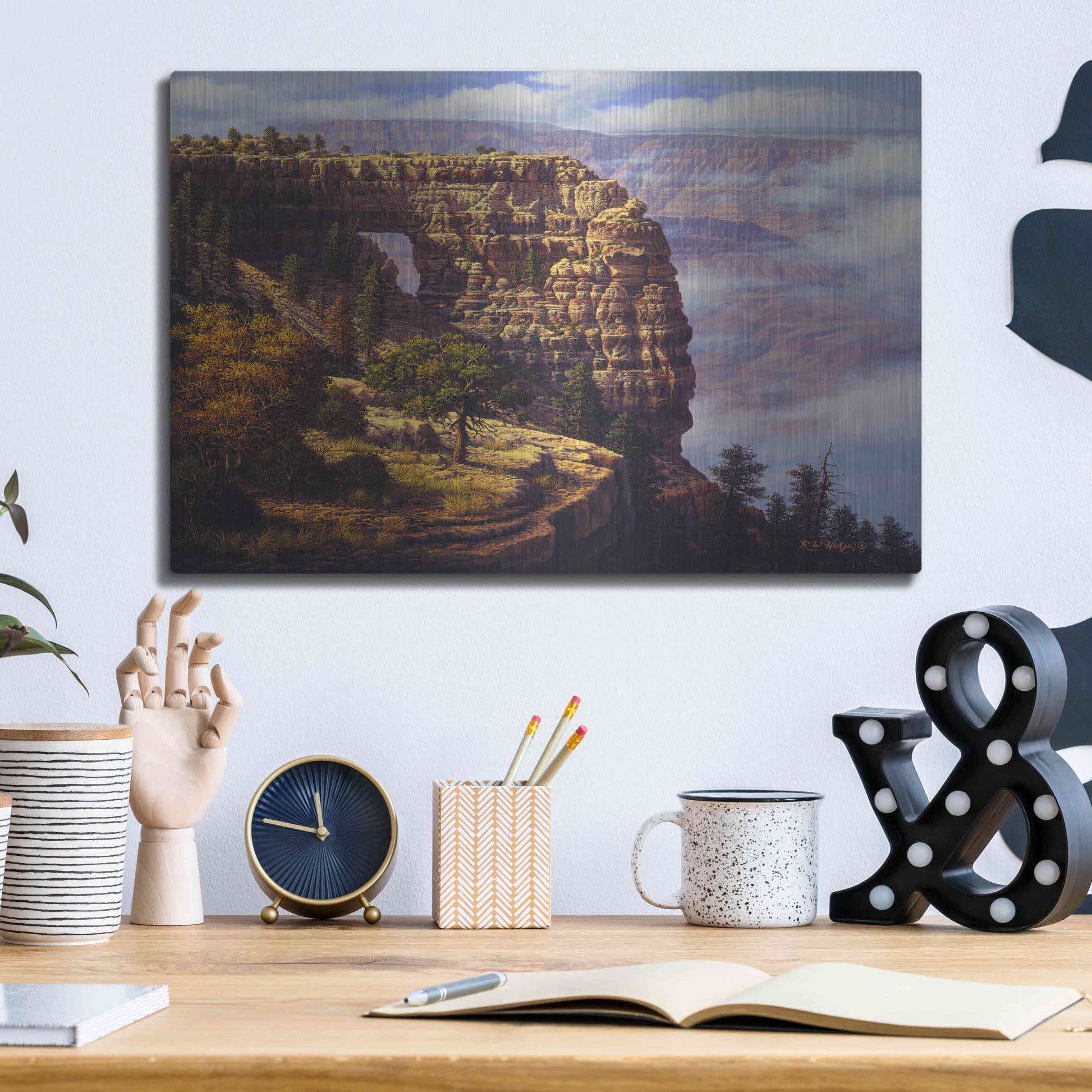 Luxe Metal Art 'Angel's Window' by R. Hed, Metal Wall Art,16x12