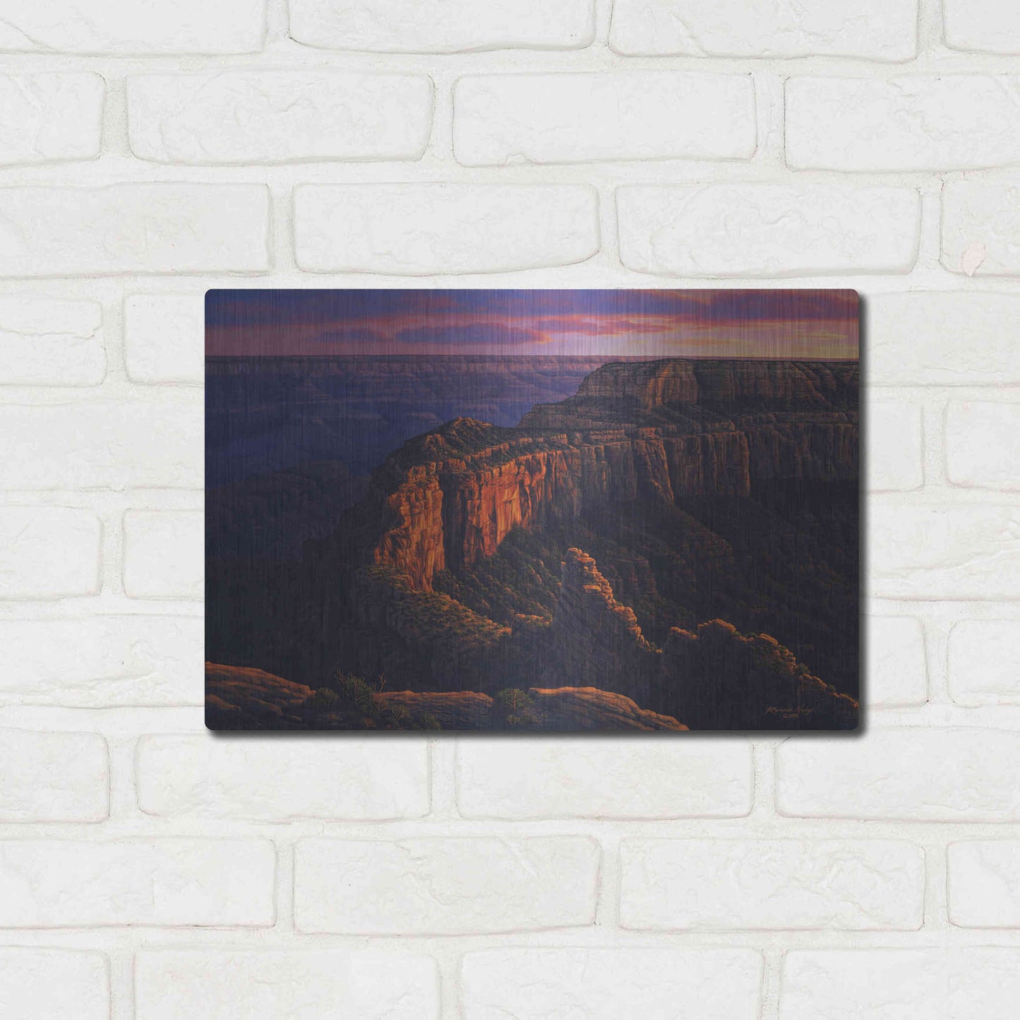 Luxe Metal Art 'Fleeting Embers' by R. Hed, Metal Wall Art,16x12