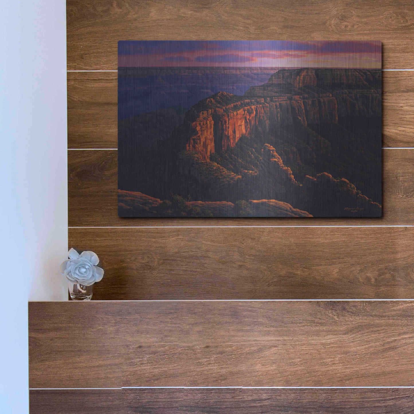 Luxe Metal Art 'Fleeting Embers' by R. Hed, Metal Wall Art,16x12