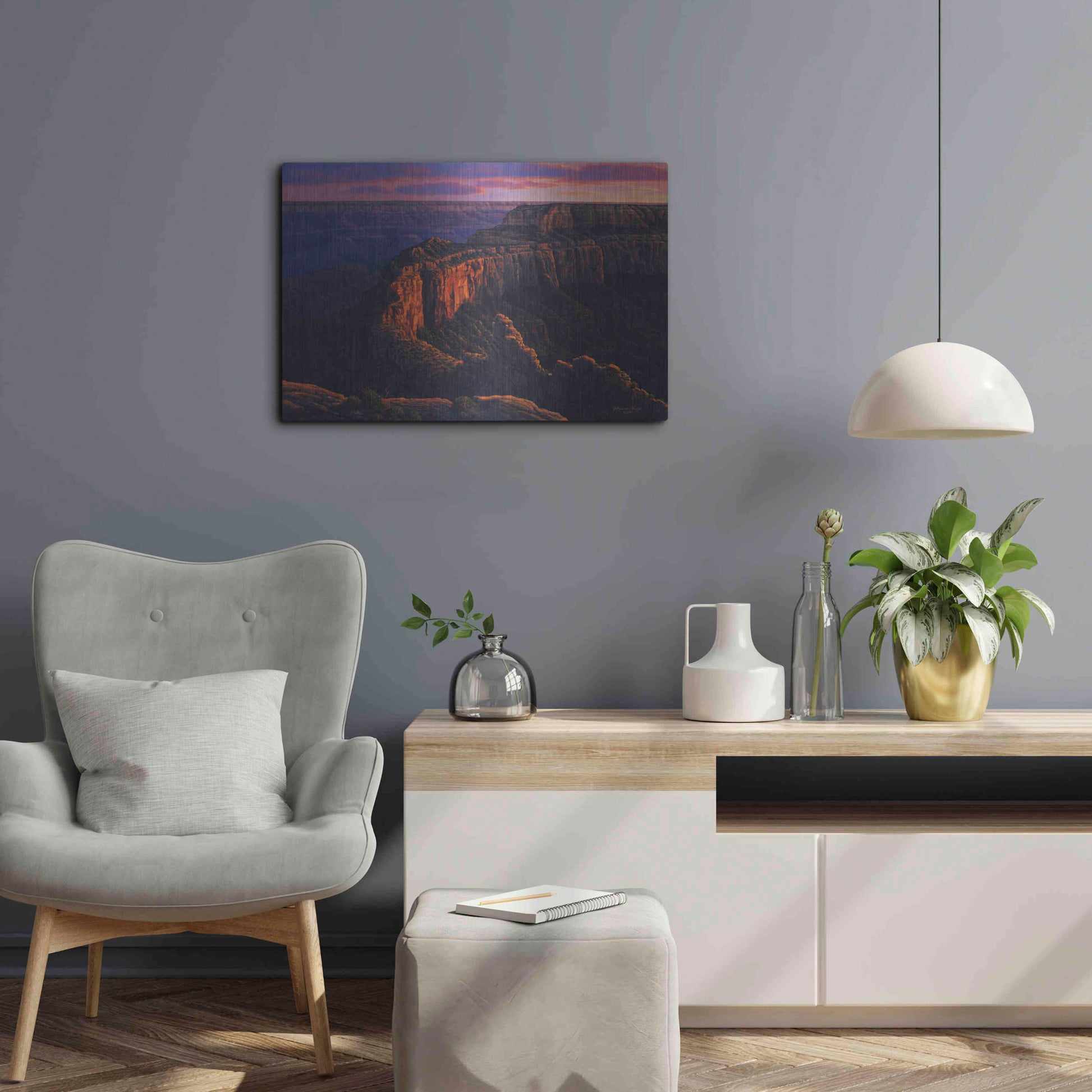 Luxe Metal Art 'Fleeting Embers' by R. Hed, Metal Wall Art,24x16