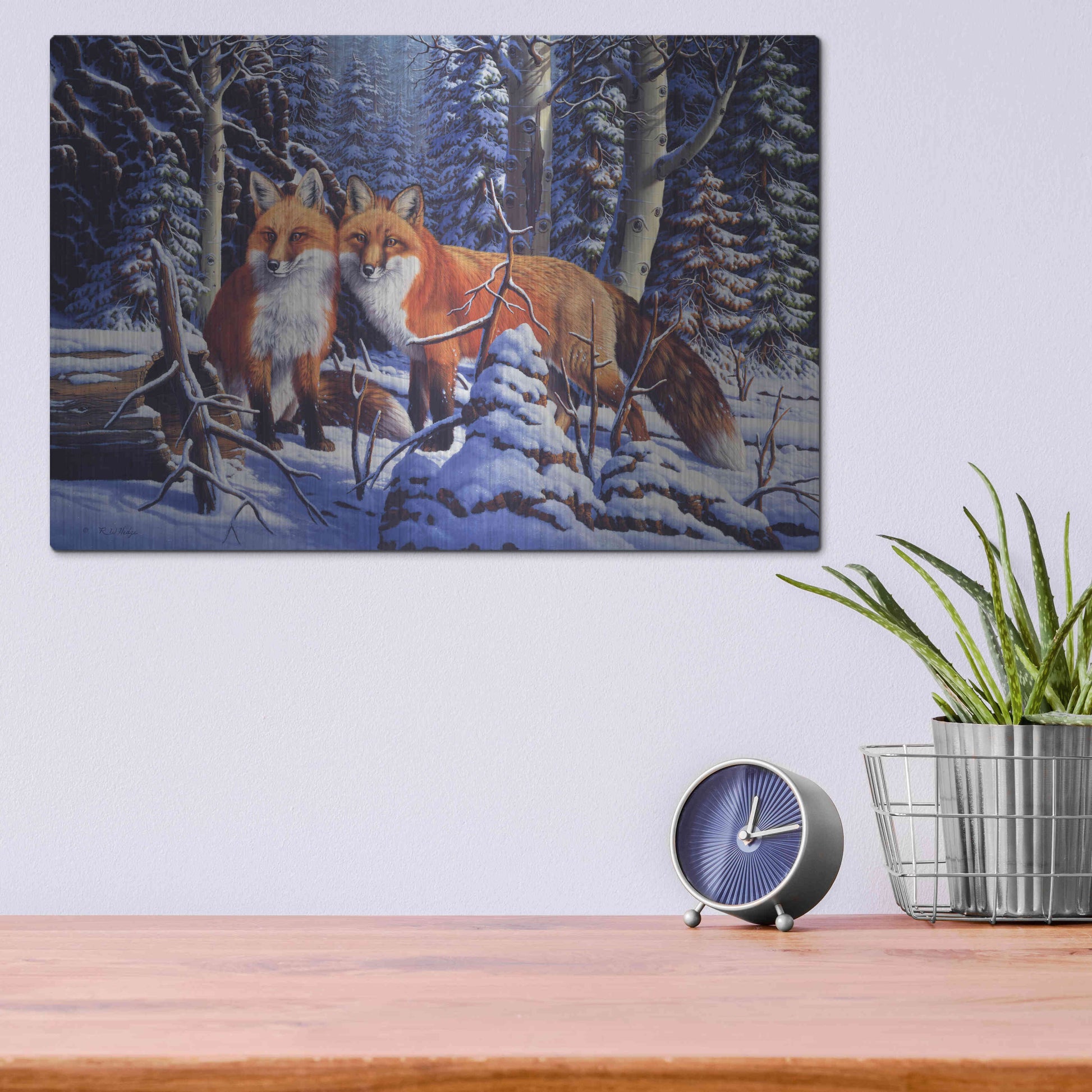 Luxe Metal Art 'Touch of Red' by R. Hed, Metal Wall Art,16x12