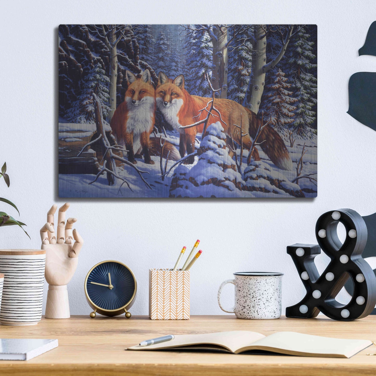 Luxe Metal Art 'Touch of Red' by R. Hed, Metal Wall Art,16x12