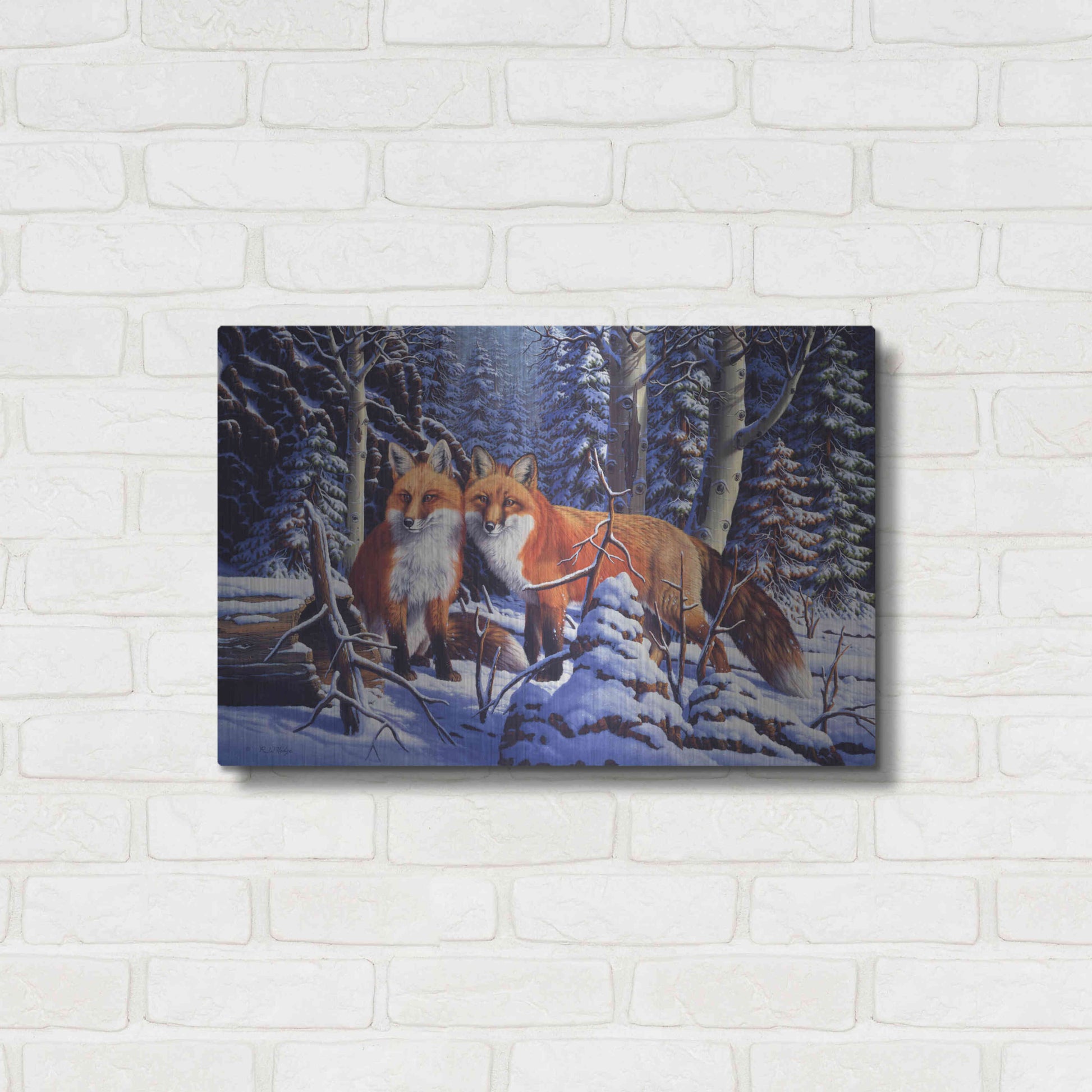 Luxe Metal Art 'Touch of Red' by R. Hed, Metal Wall Art,24x16