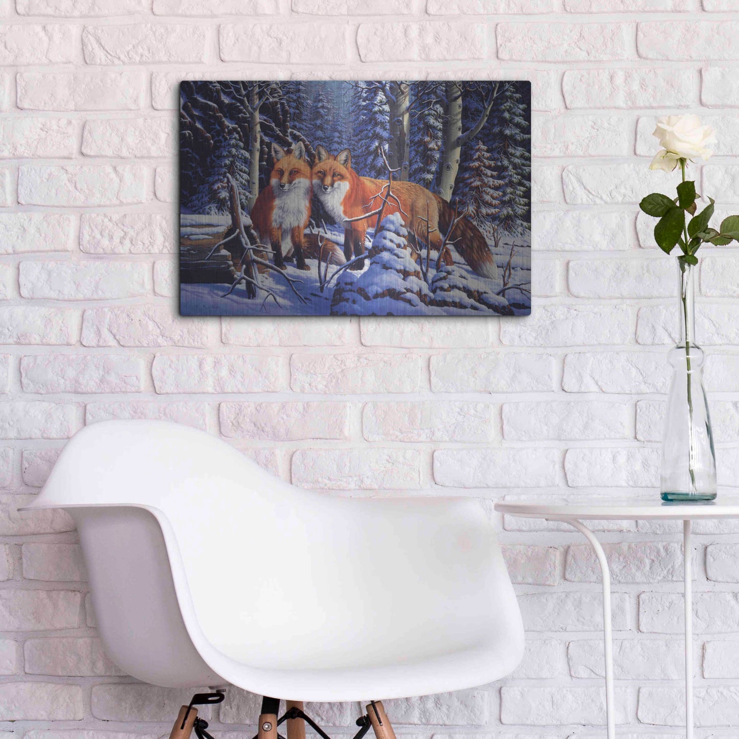 Luxe Metal Art 'Touch of Red' by R. Hed, Metal Wall Art,24x16