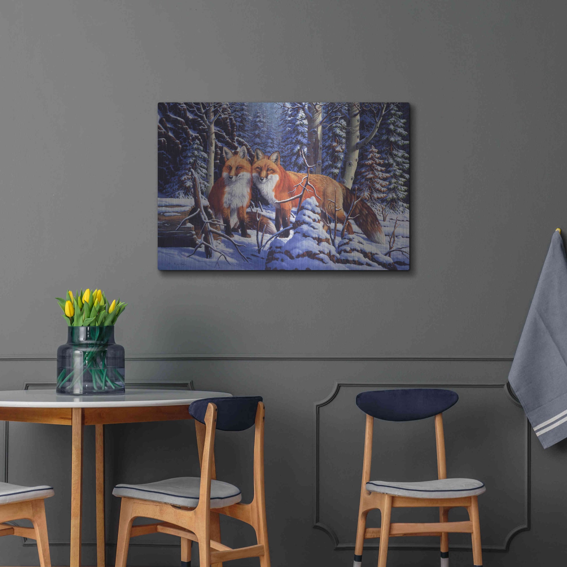 Luxe Metal Art 'Touch of Red' by R. Hed, Metal Wall Art,36x24