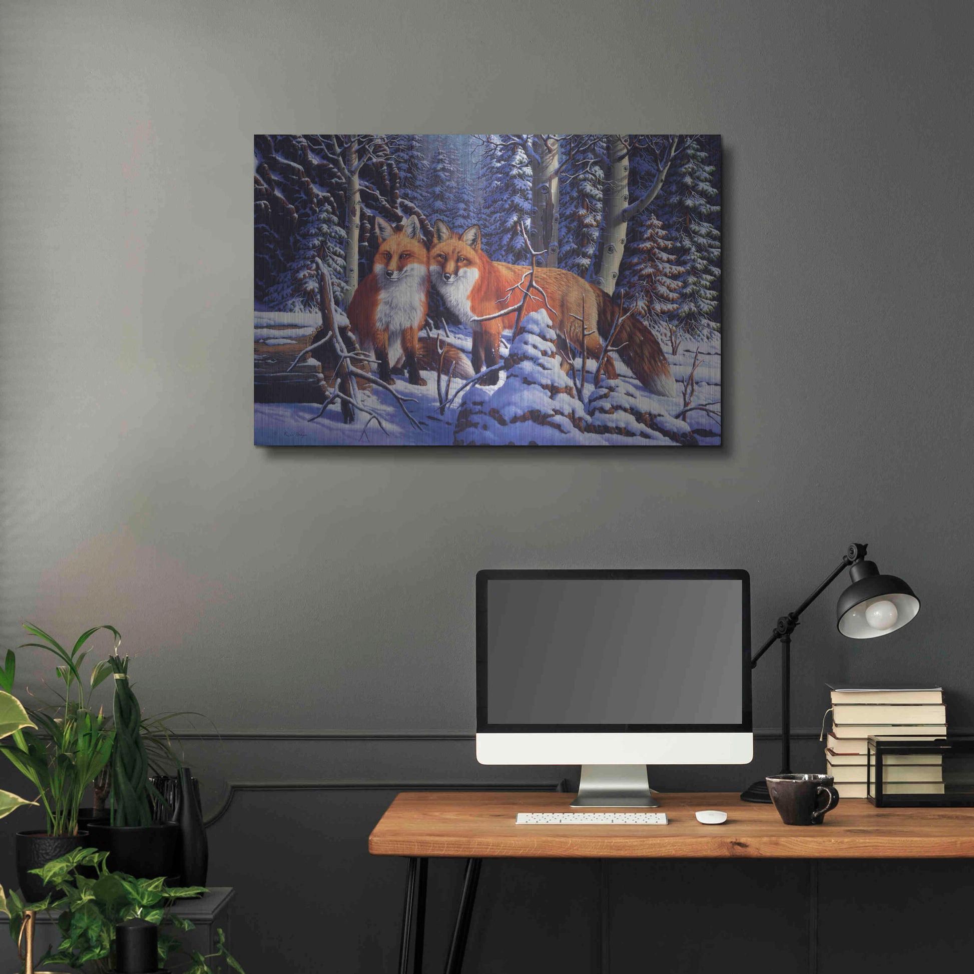 Luxe Metal Art 'Touch of Red' by R. Hed, Metal Wall Art,36x24