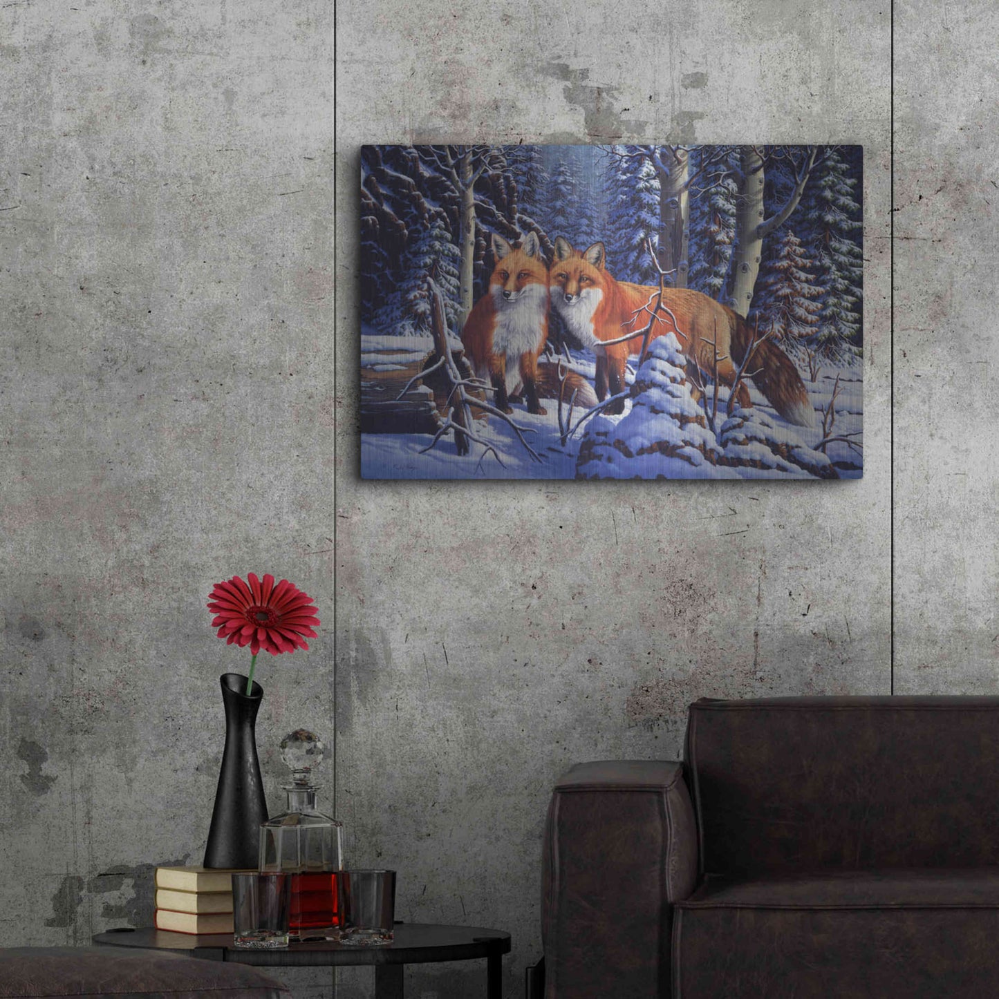 Luxe Metal Art 'Touch of Red' by R. Hed, Metal Wall Art,36x24