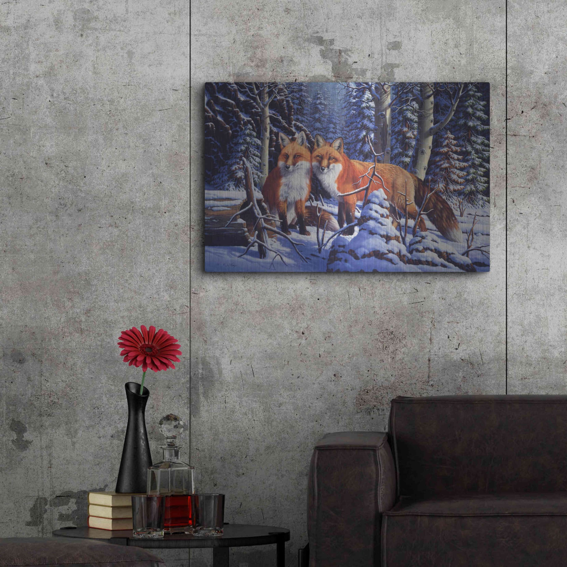 Luxe Metal Art 'Touch of Red' by R. Hed, Metal Wall Art,36x24