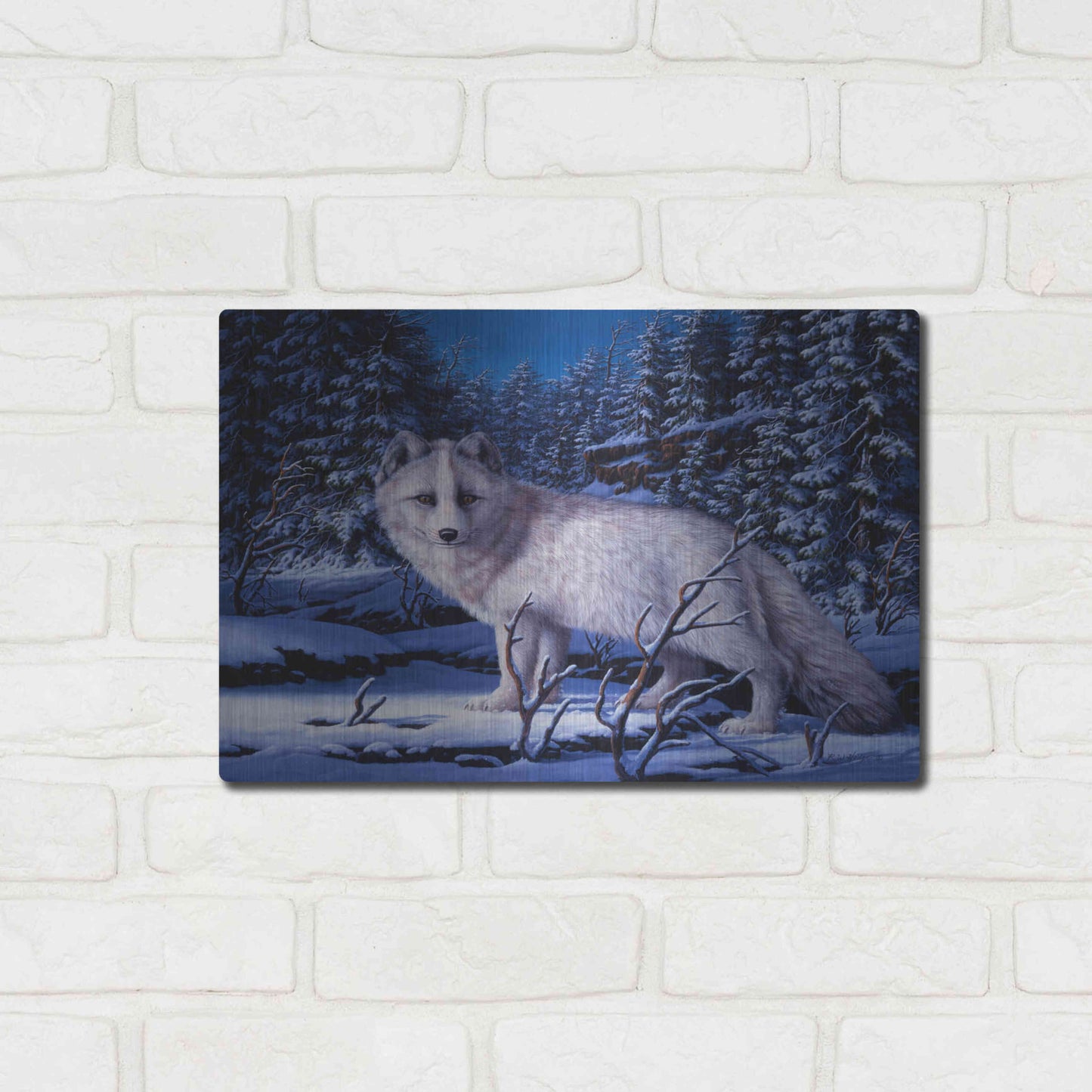 Luxe Metal Art 'Blue Northern' by R. Hed, Metal Wall Art,16x12