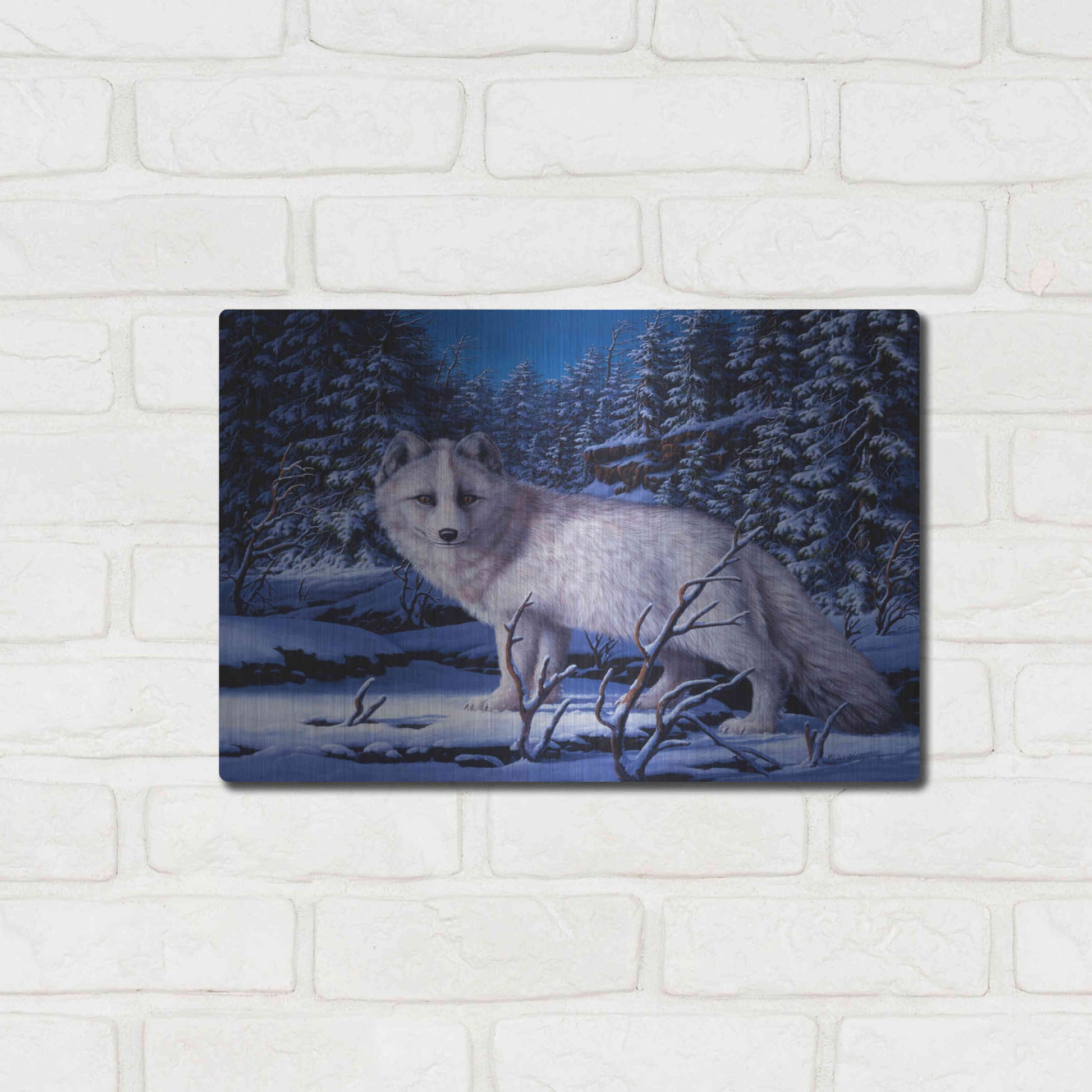 Luxe Metal Art 'Blue Northern' by R. Hed, Metal Wall Art,16x12