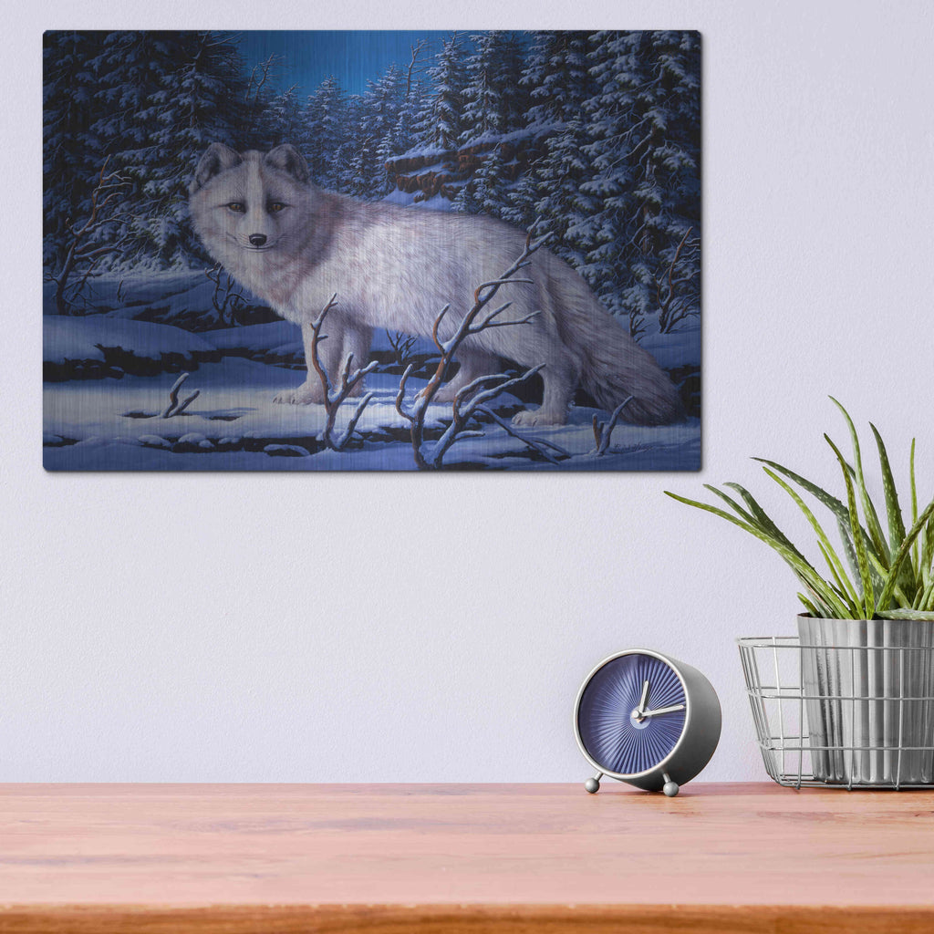 Luxe Metal Art 'Blue Northern' by R. Hed, Metal Wall Art,16x12