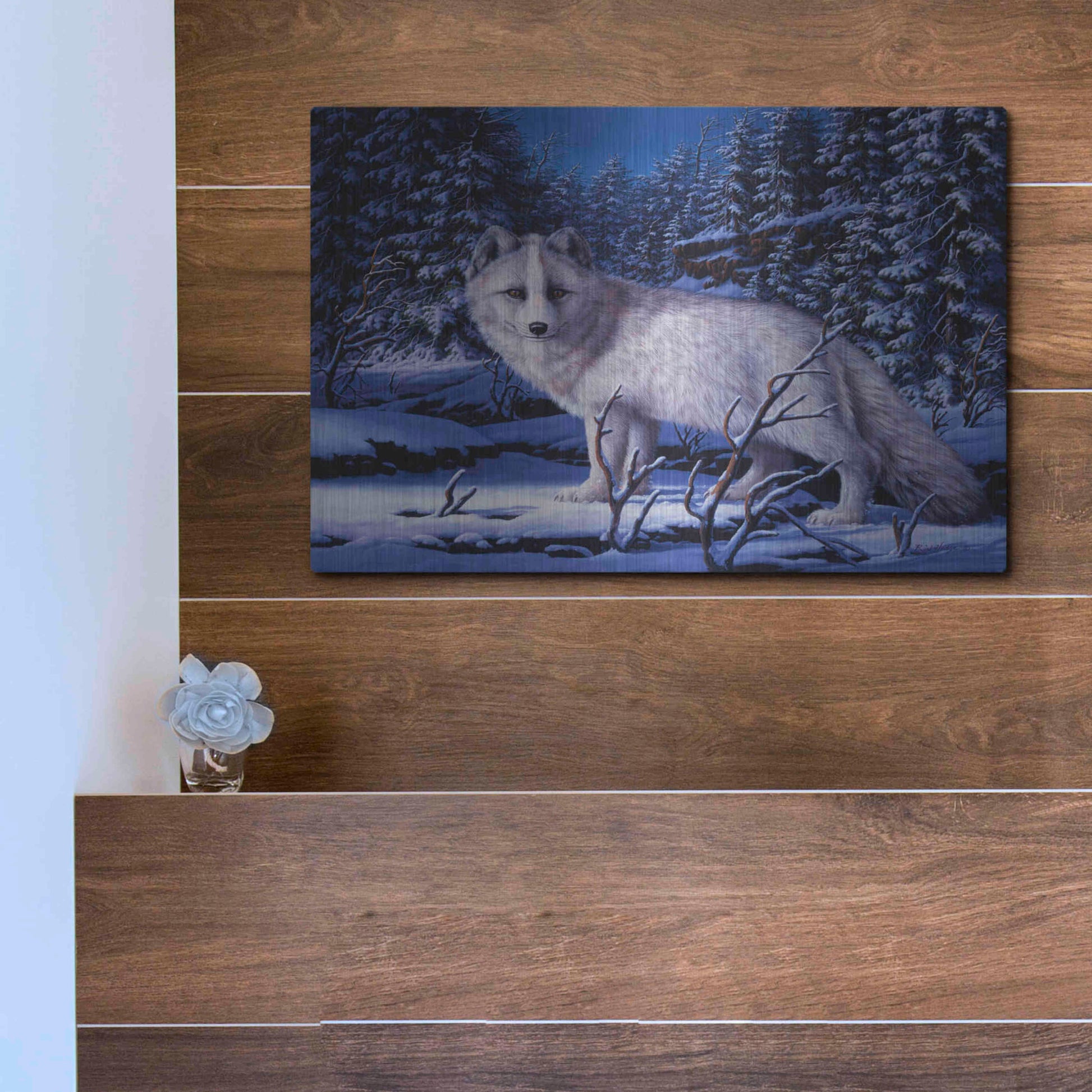 Luxe Metal Art 'Blue Northern' by R. Hed, Metal Wall Art,16x12