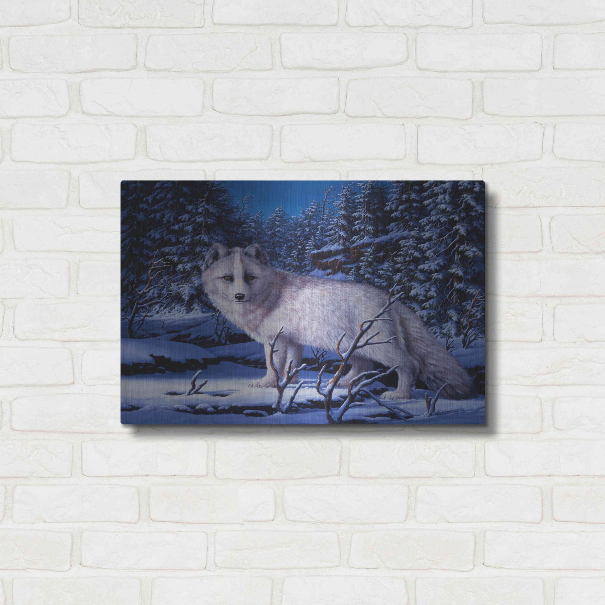 Luxe Metal Art 'Blue Northern' by R. Hed, Metal Wall Art,24x16