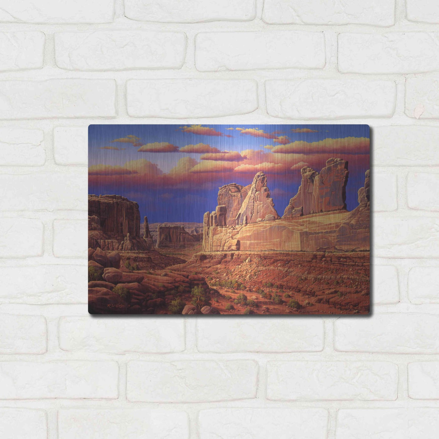 Luxe Metal Art 'Blue Horizon' by R. Hed, Metal Wall Art,16x12