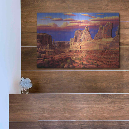 Luxe Metal Art 'Blue Horizon' by R. Hed, Metal Wall Art,16x12