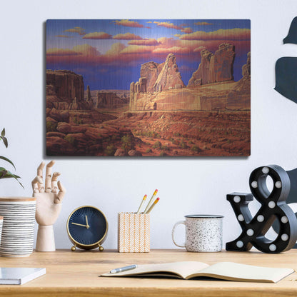 Luxe Metal Art 'Blue Horizon' by R. Hed, Metal Wall Art,16x12