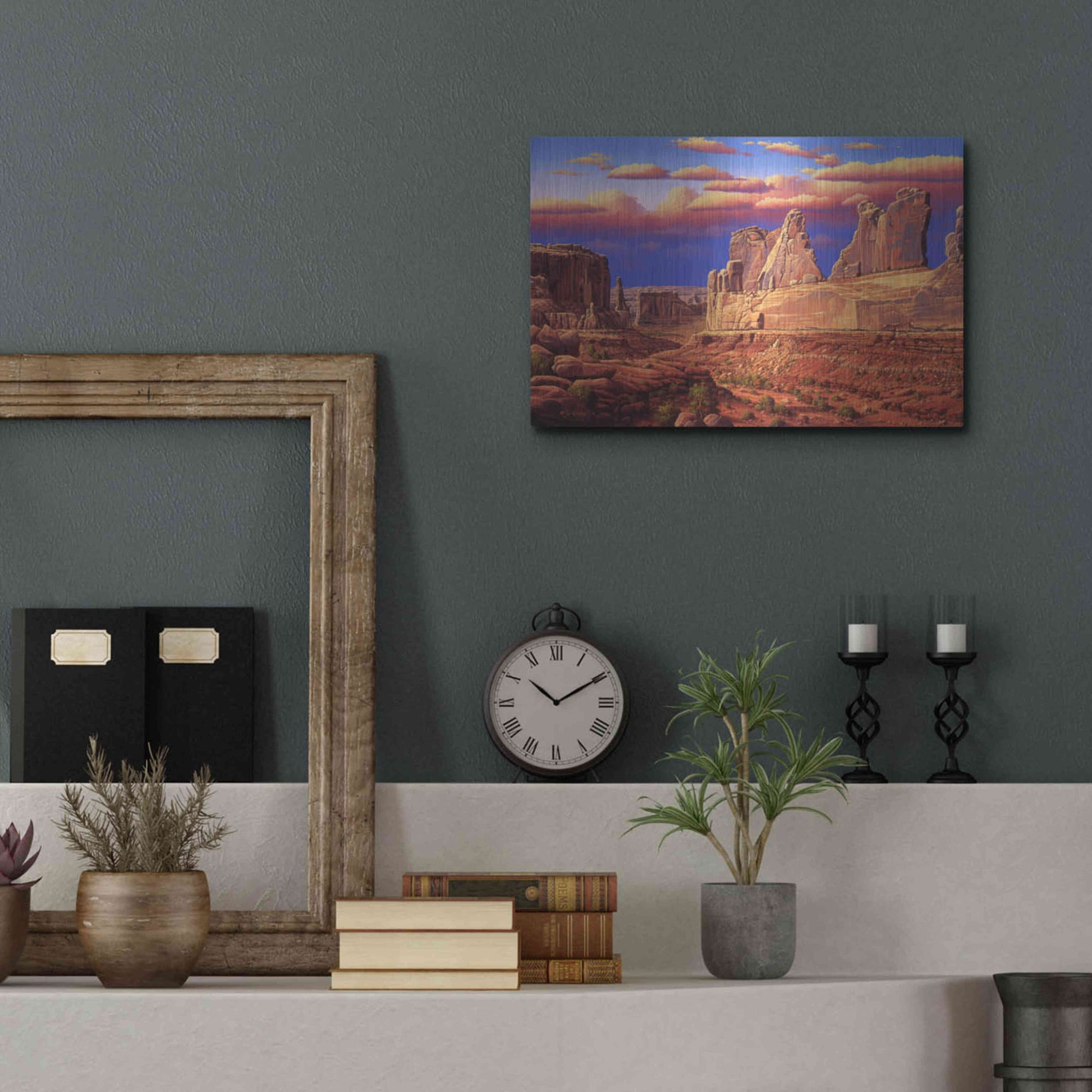 Luxe Metal Art 'Blue Horizon' by R. Hed, Metal Wall Art,16x12