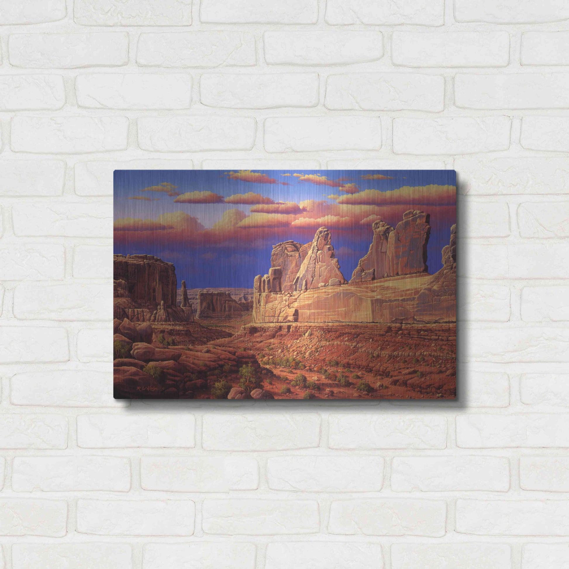 Luxe Metal Art 'Blue Horizon' by R. Hed, Metal Wall Art,24x16