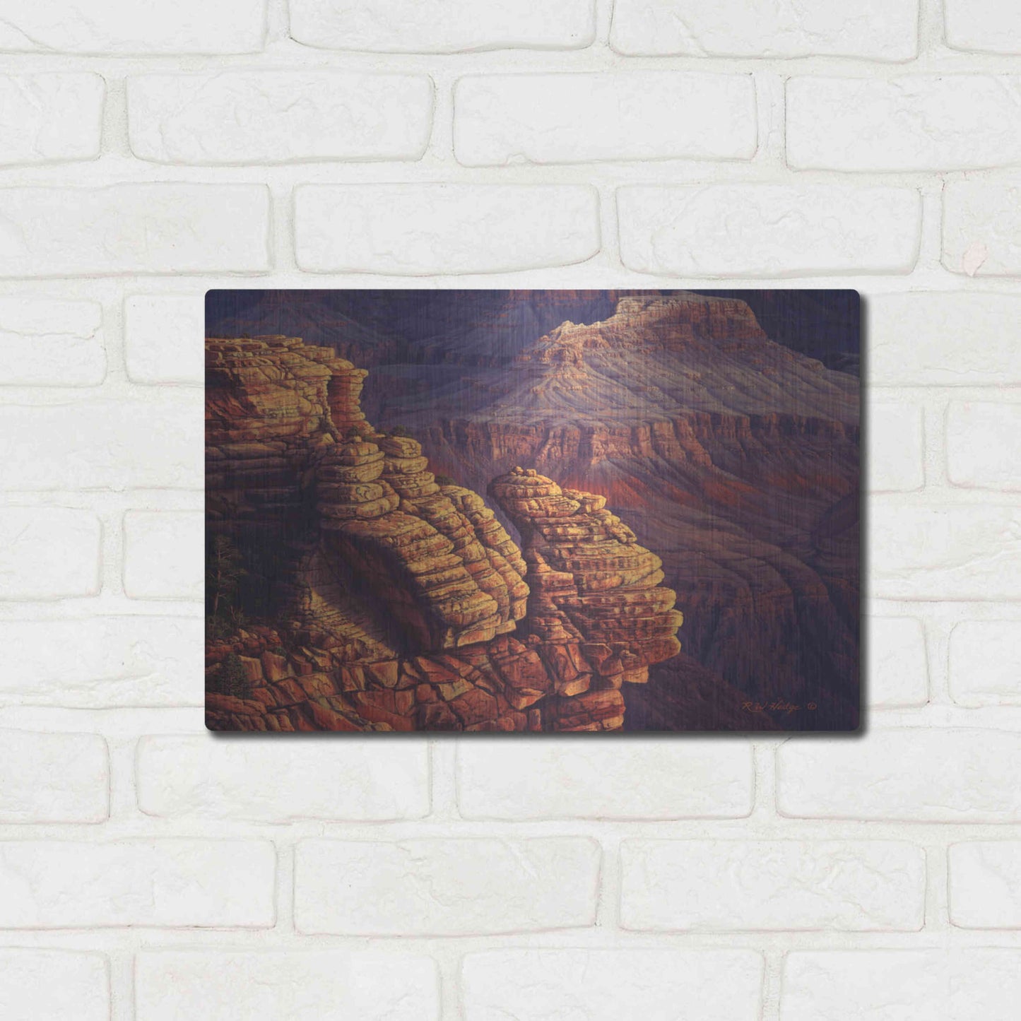 Luxe Metal Art 'Lofty Ledges' by R. Hed, Metal Wall Art,16x12