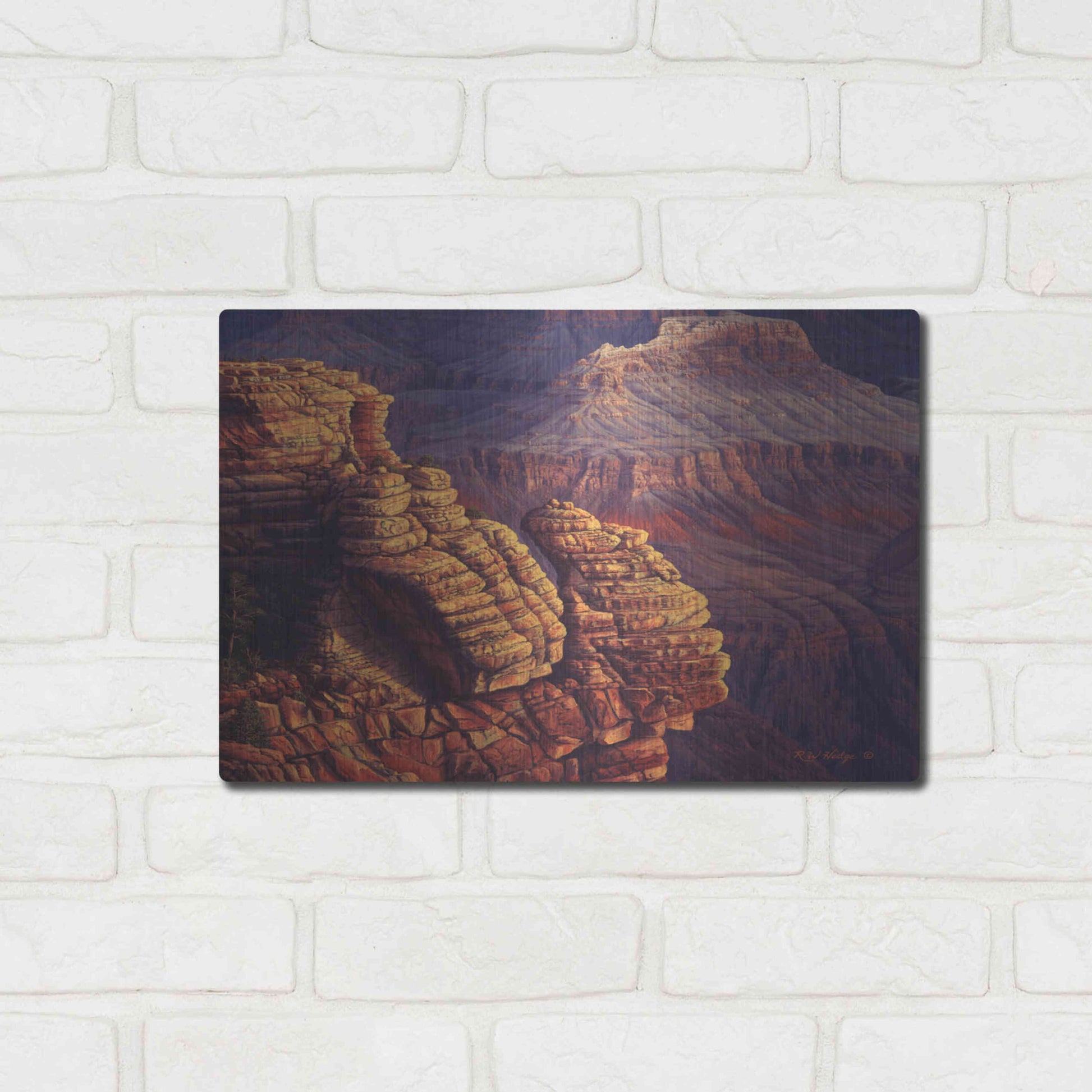 Luxe Metal Art 'Lofty Ledges' by R. Hed, Metal Wall Art,16x12