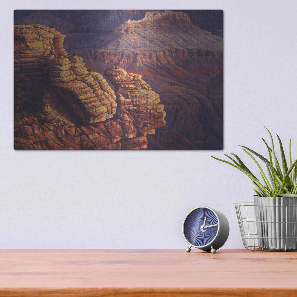 Luxe Metal Art 'Lofty Ledges' by R. Hed, Metal Wall Art,16x12