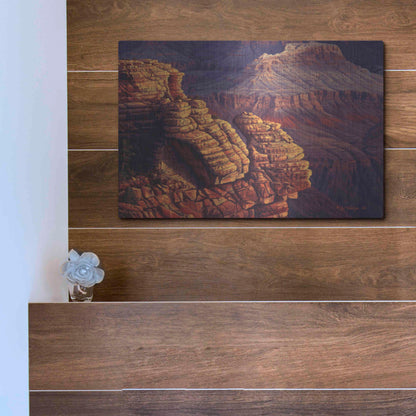 Luxe Metal Art 'Lofty Ledges' by R. Hed, Metal Wall Art,16x12