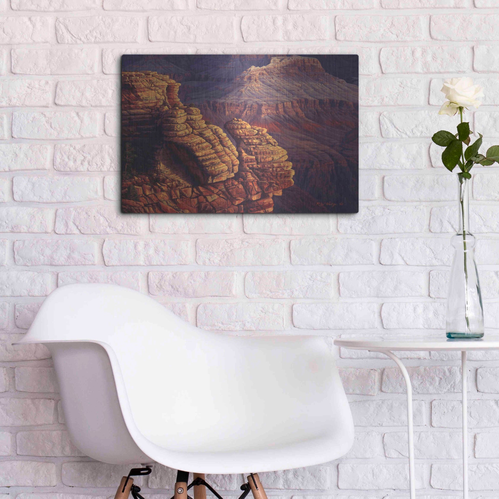 Luxe Metal Art 'Lofty Ledges' by R. Hed, Metal Wall Art,24x16