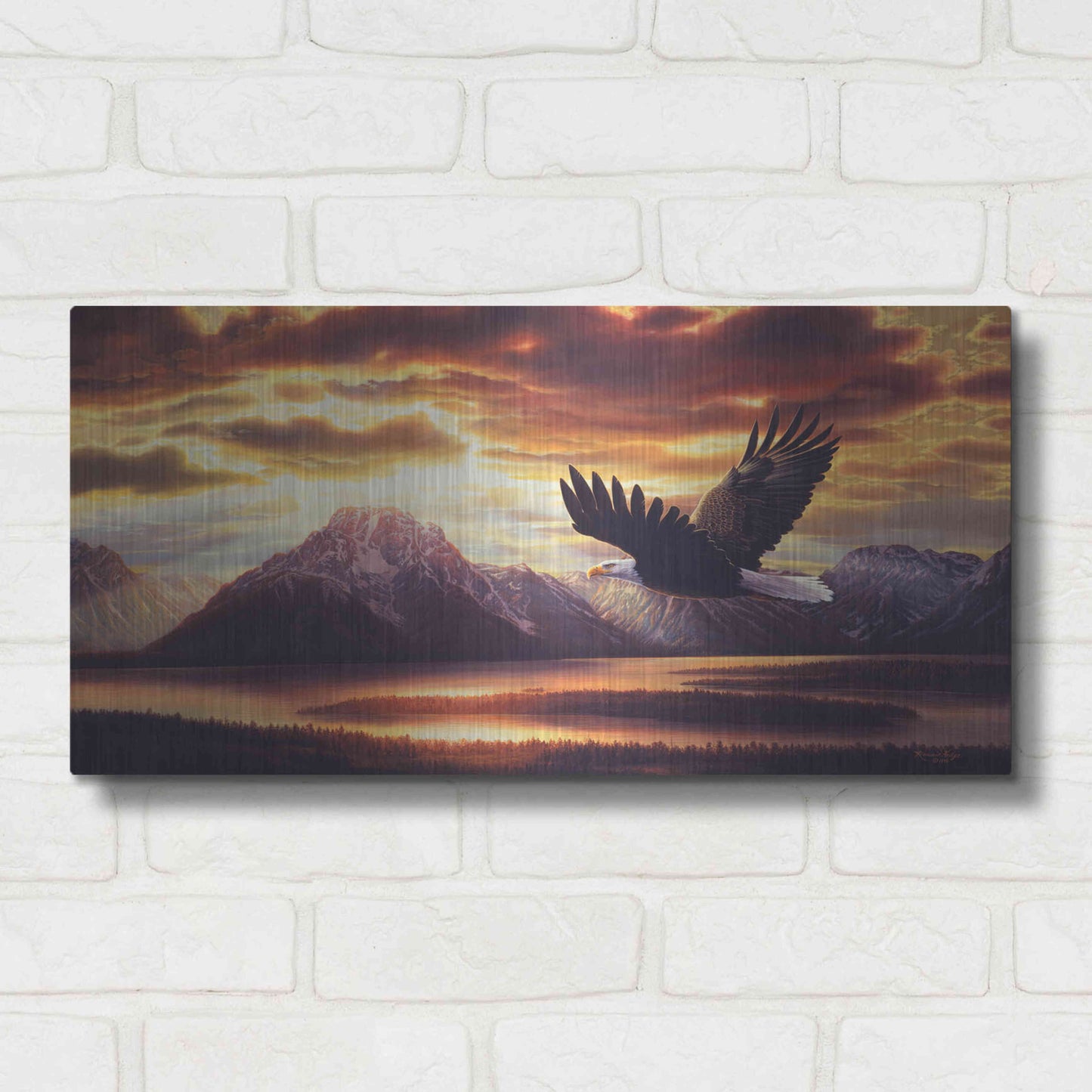 Luxe Metal Art 'Sacred Vigil' by R. Hed, Metal Wall Art,24x12