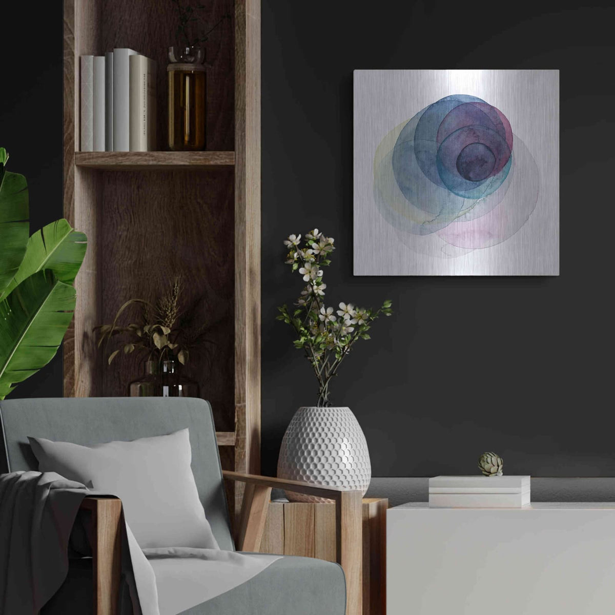 'Evolving Planets III' by Grace Popp – Metal Wall Art, 24x24 room view