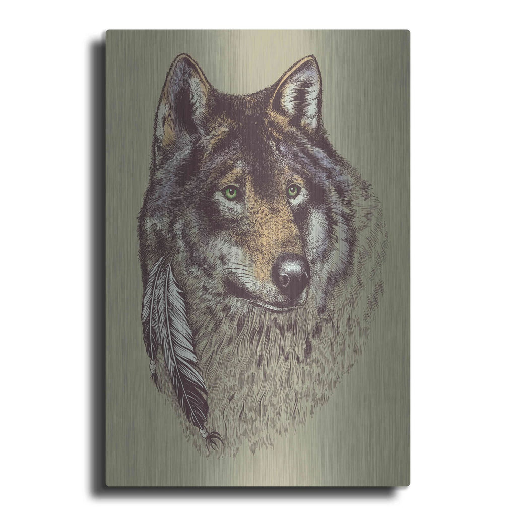'Wolf and Feathers' by Rachel Caldwell – Metal Wall Art