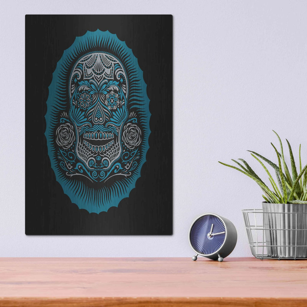 'Sugar Skull' by Rachel Caldwell – Metal Wall Art, 12x16 room view