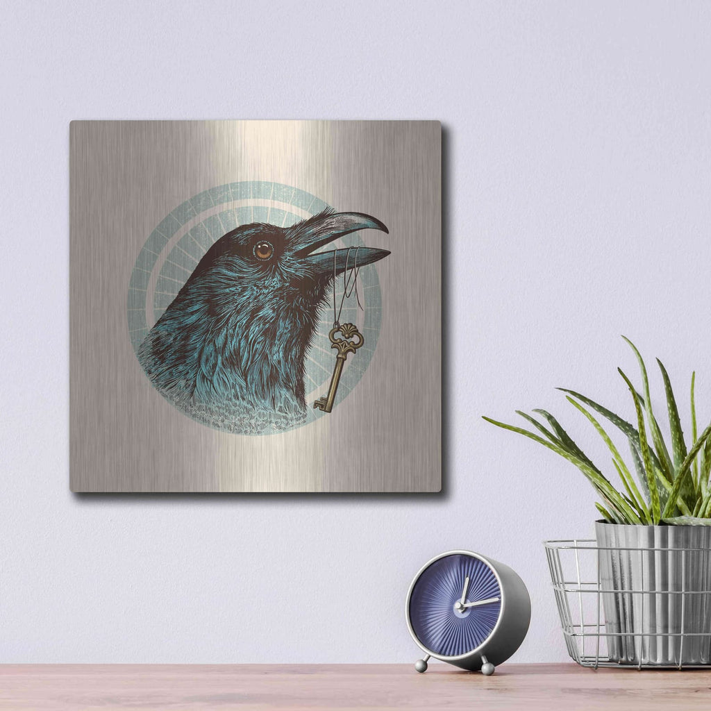 'Raven Portrait' by Rachel Caldwell – Metal Wall Art, 12x12 room view