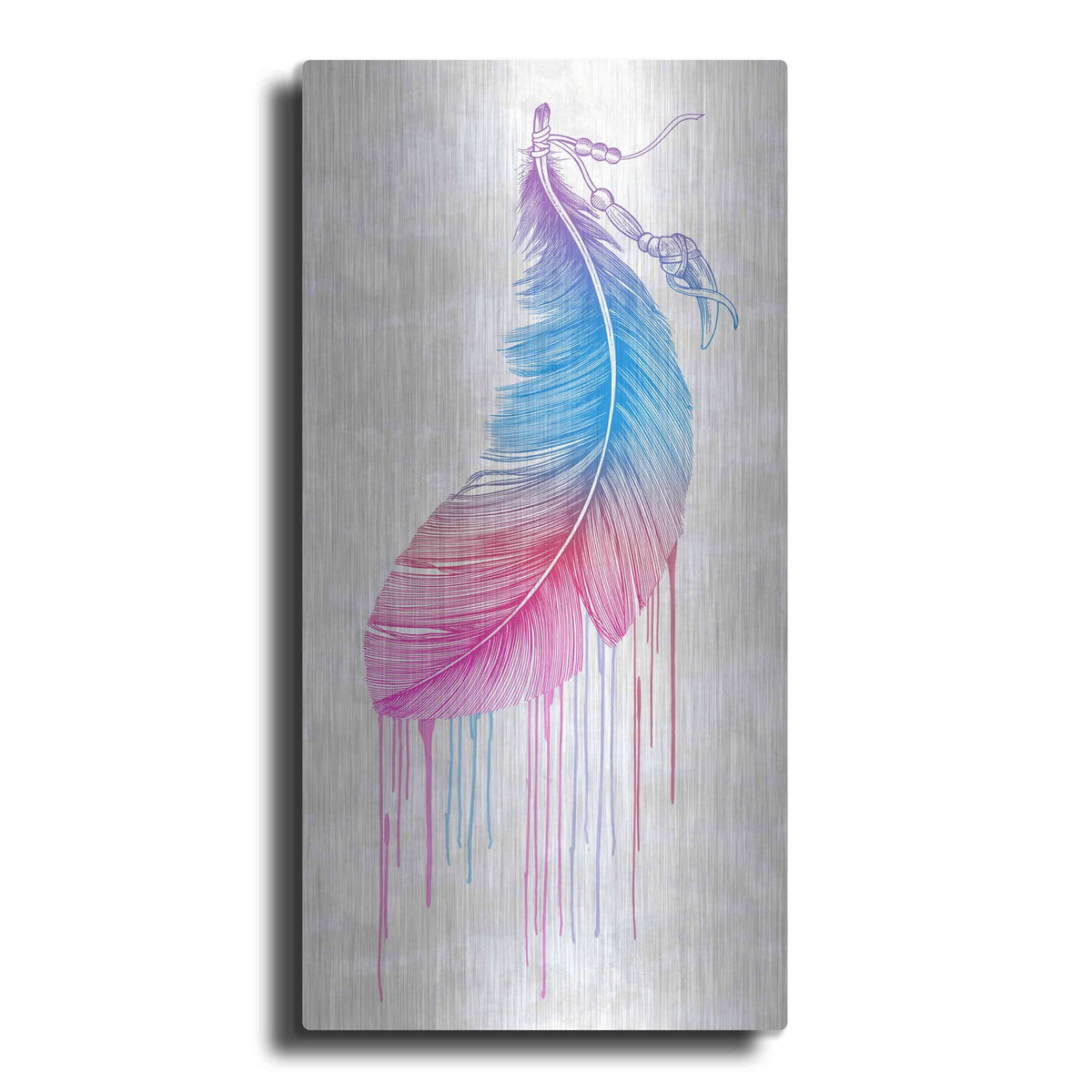 'Rainbow Feather' by Rachel Caldwell – Metal Wall Art