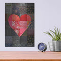 'Patch Heart Pink Gray' by Rachel Caldwell – Metal Wall Art, 12x16 room view