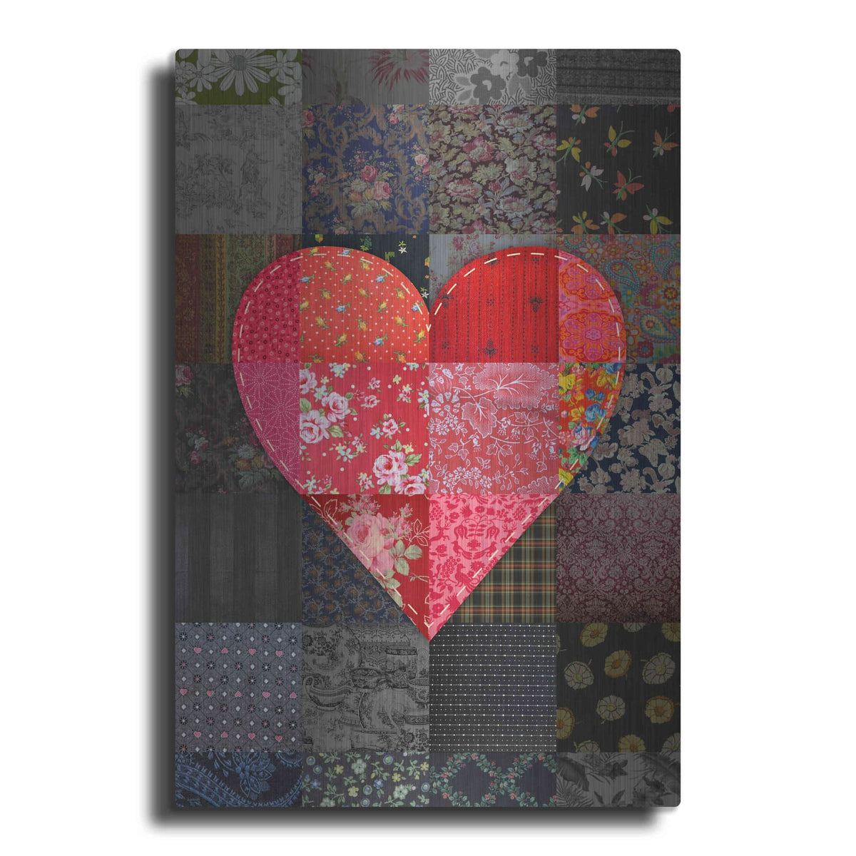 'Patch Heart Pink Gray' by Rachel Caldwell – Metal Wall Art